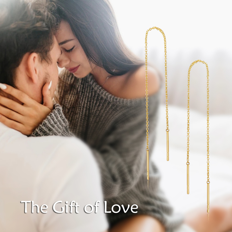 Pendientes colgantes de oro blanco de 18 quilates-6