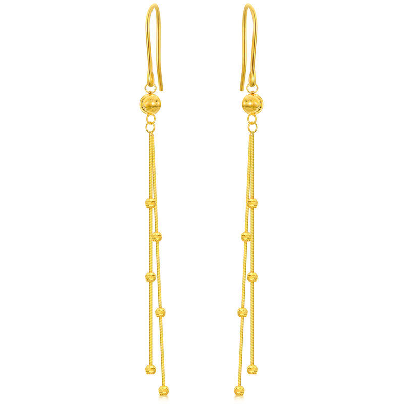 Pendientes colgantes de oro de 14 quilates para mujer-1