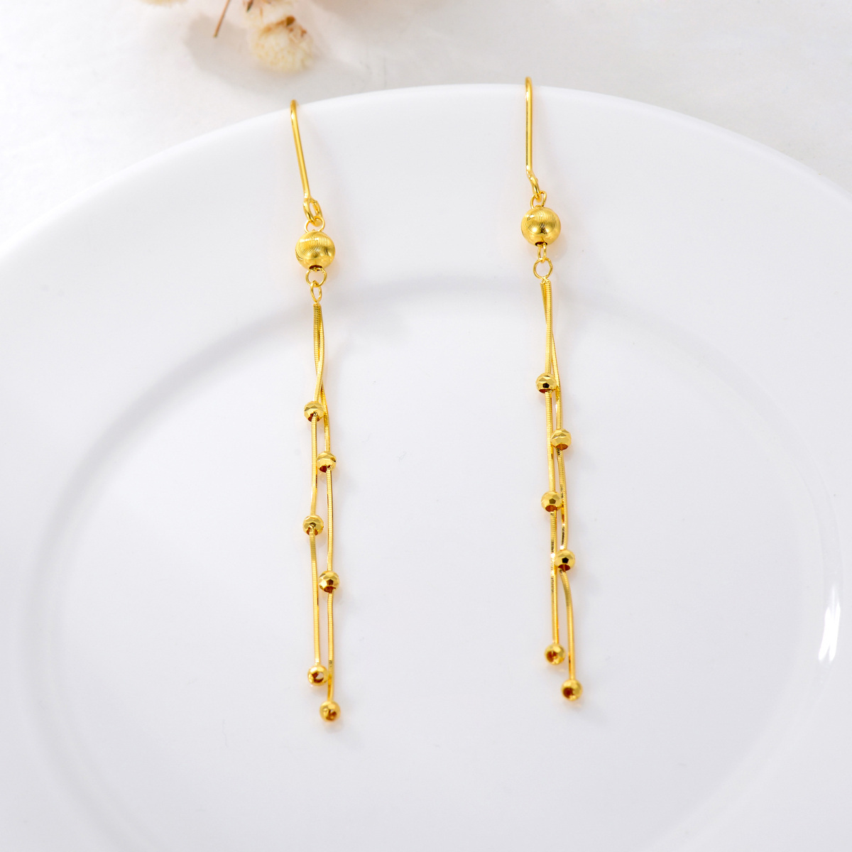 14K Gold Drop Earrings for Women-3