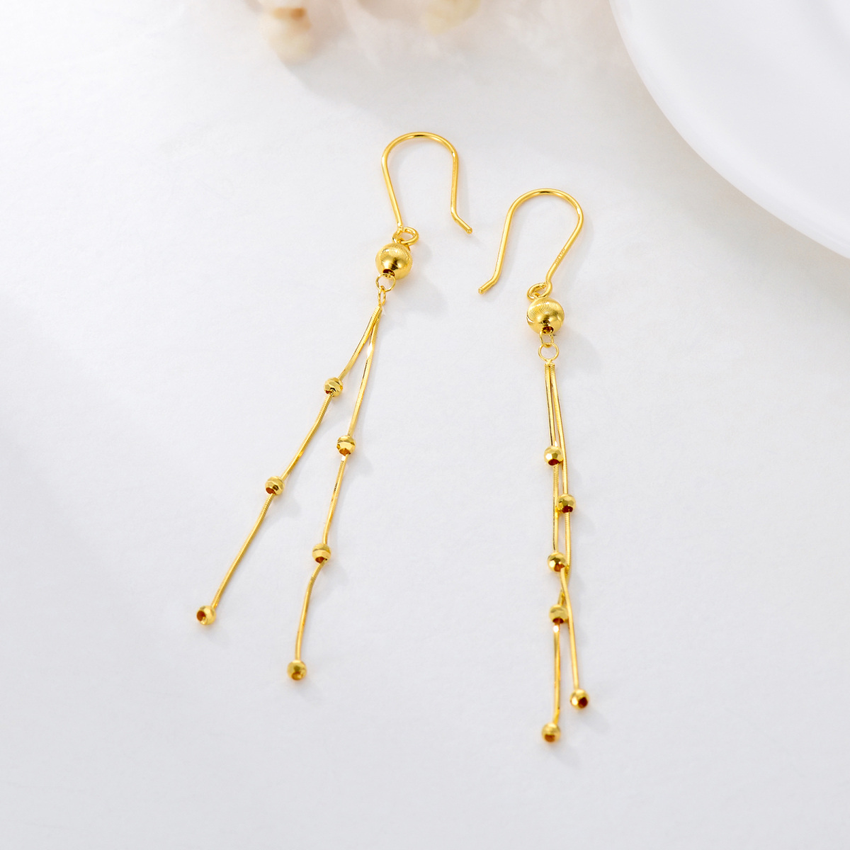 14K Gold Drop Earrings for Women-4