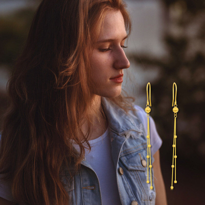 Pendientes colgantes de oro de 14 quilates para mujer-6