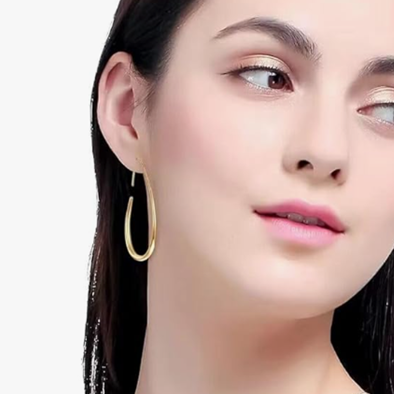 14K Gold Drop Hoop Earrings for Women-2