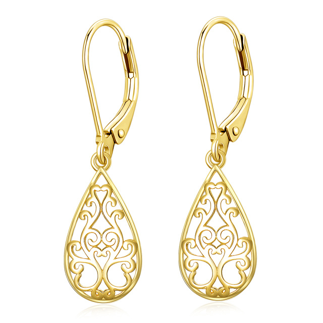 14K Gold Drop Lever-back Earrings-1