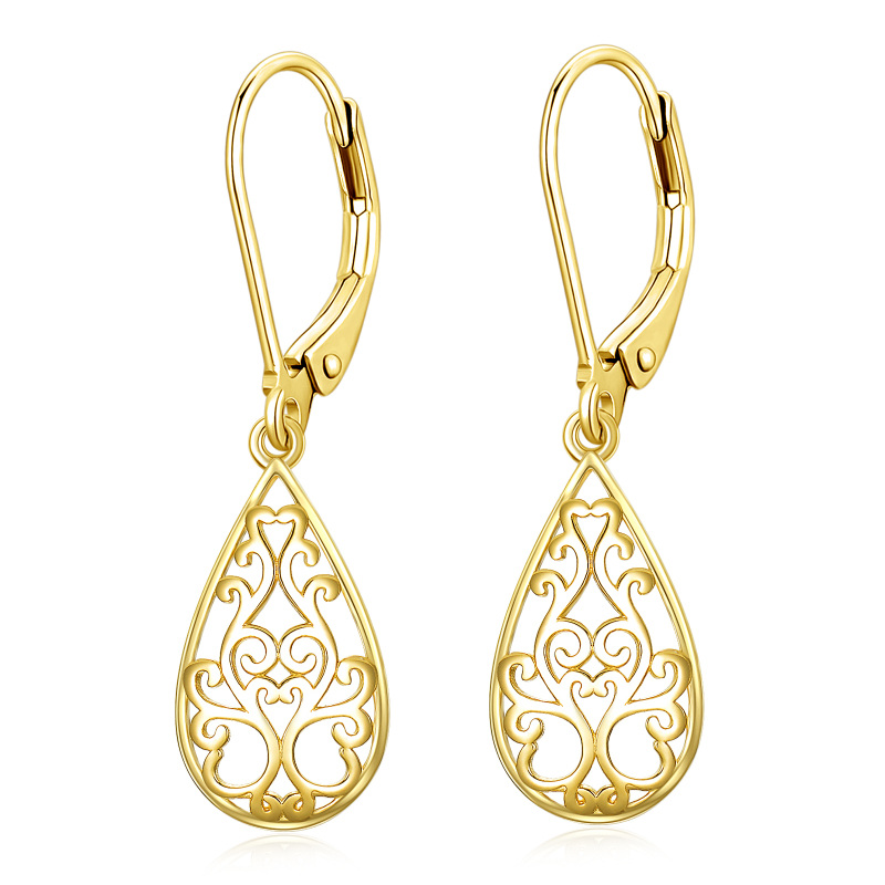 14K Gold Drop Lever-back Earrings