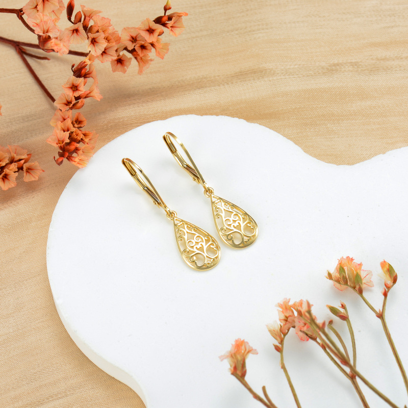 Tropfenförmige Ohrhänger aus 10-karätigem Weißgold mit Klappverschluss-3