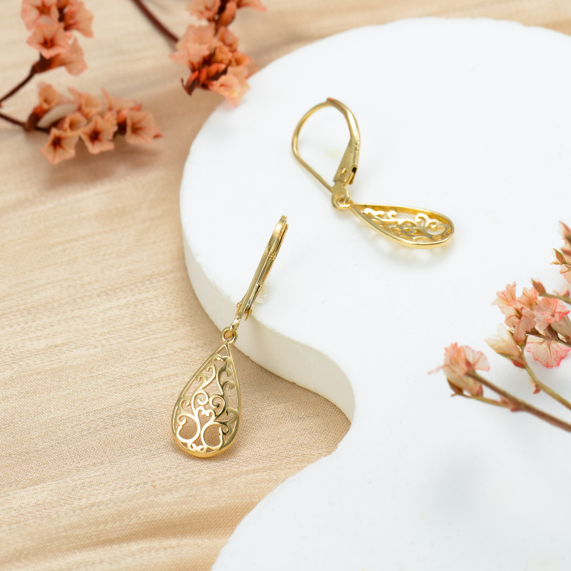 Tropfenförmige Ohrhänger aus 10-karätigem Weißgold mit Klappverschluss-4