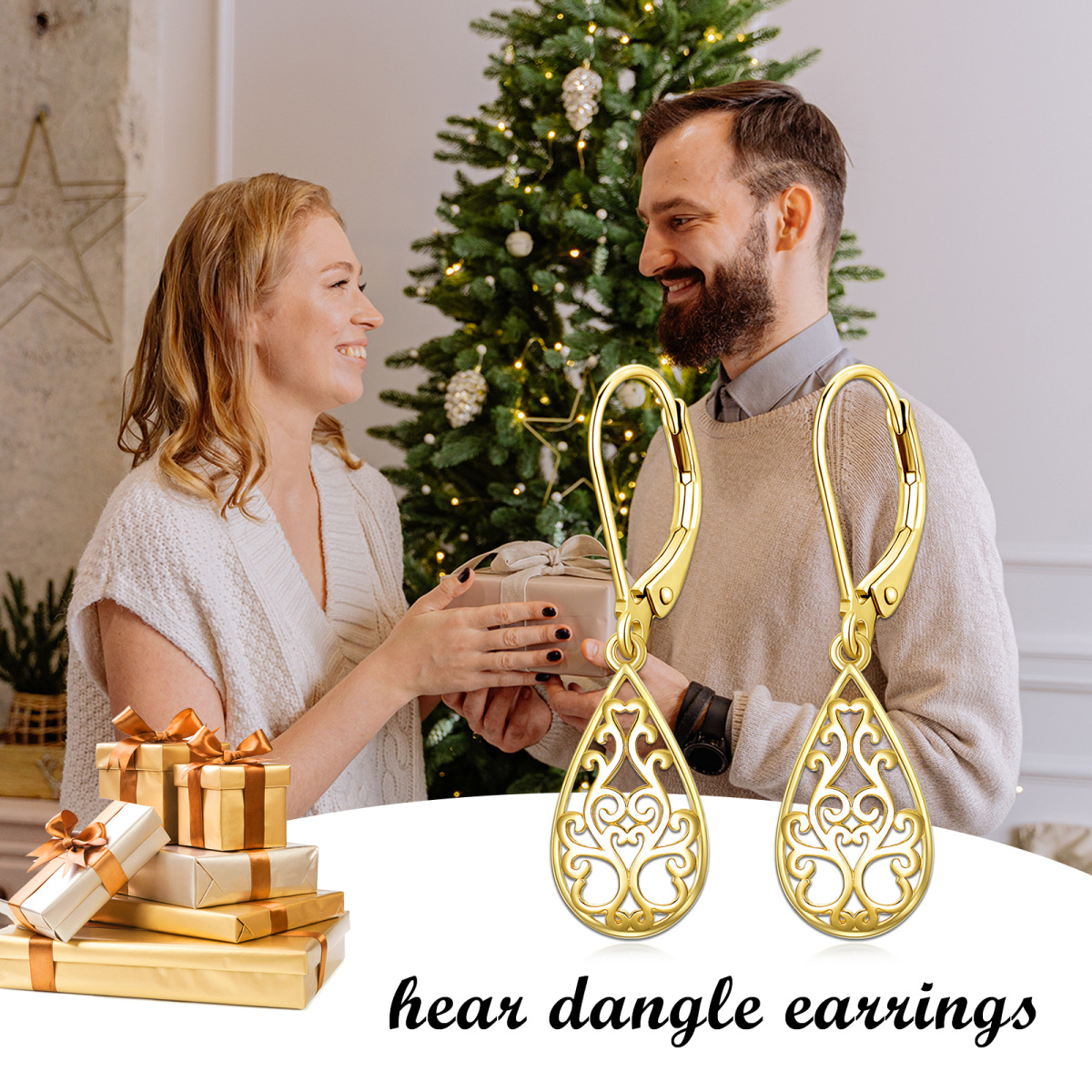 14K Gold Drop Lever-back Earrings-6