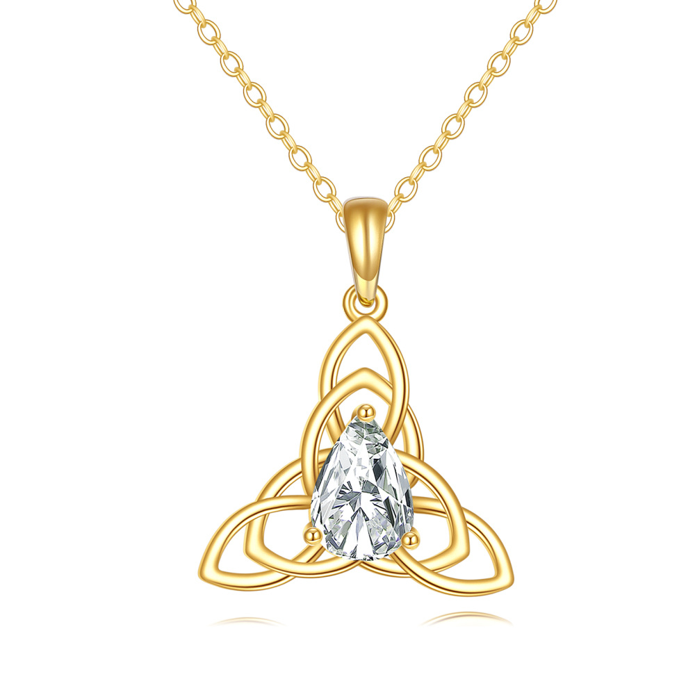 Colar de nó celta com pedra de nascimento personalizada em ouro 10K para mulheres-1