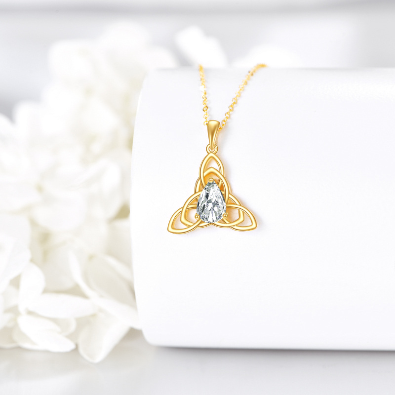 Collar con nudo celta y piedra natal personalizada en oro de 14 quilates para mujer-4