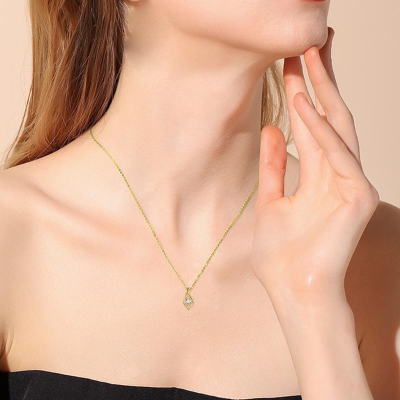 Collier en or 10K avec pendentif en cristal en forme de goutte-2