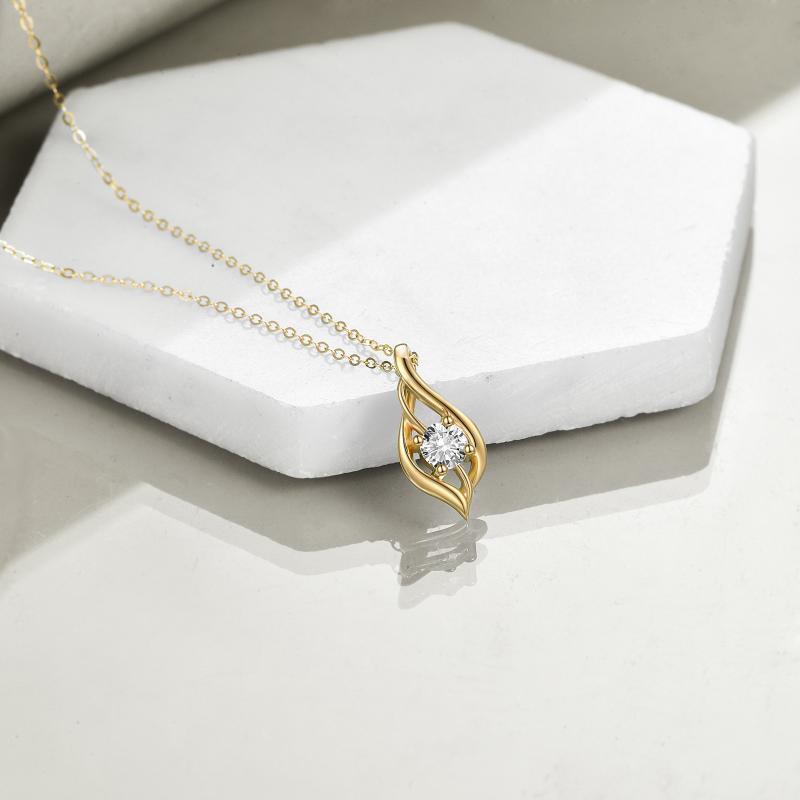 Collier en or 10K avec pendentif en cristal en forme de goutte-4