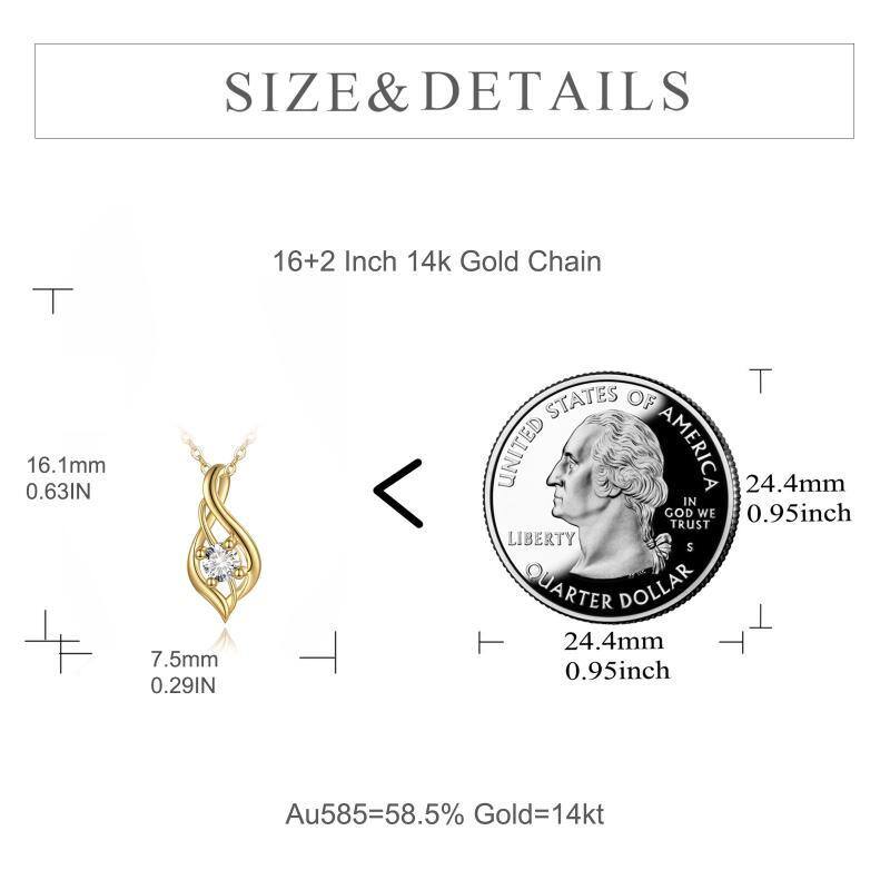 10K White Gold Drop Shape Crystal Pendant Necklace-5