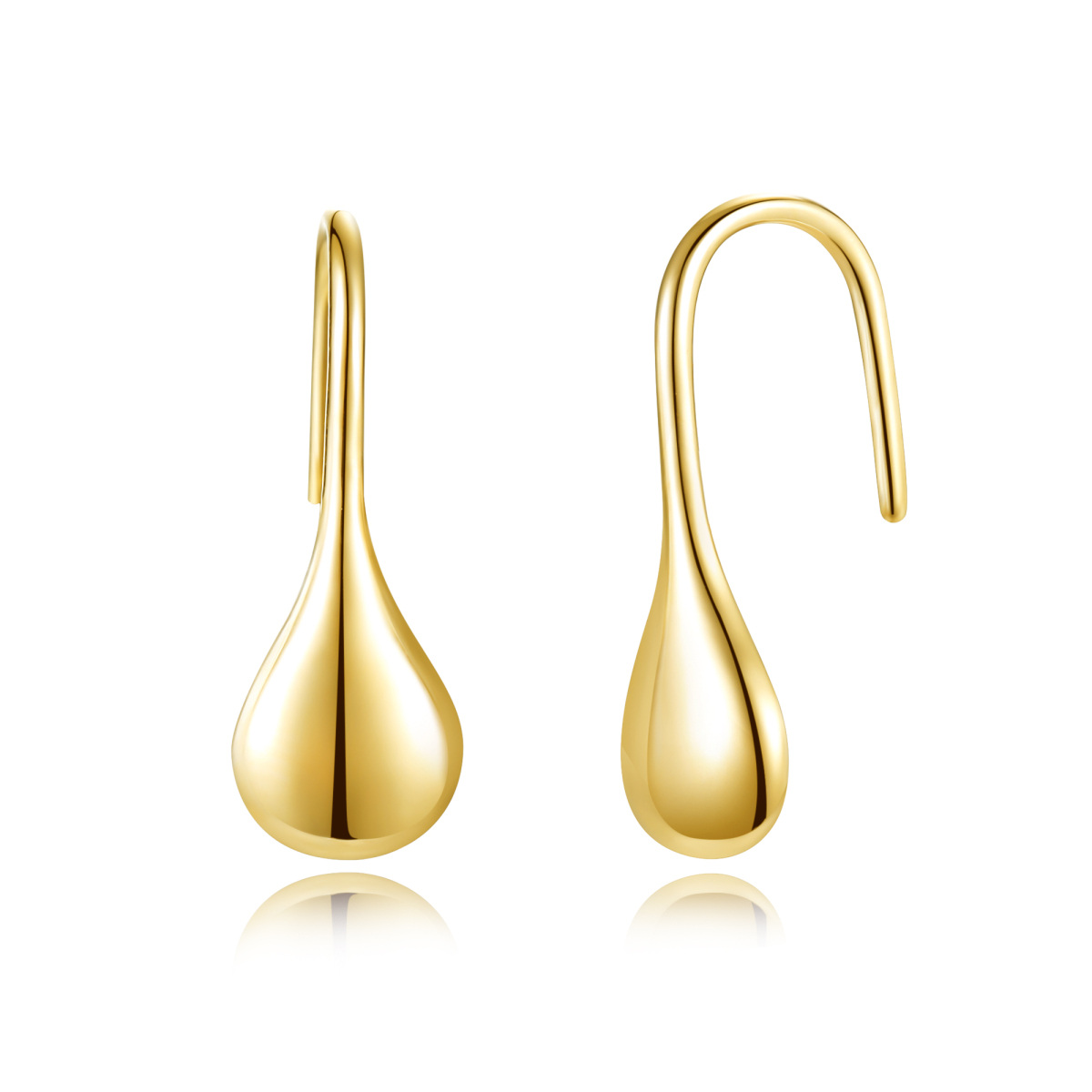 14K Gold Drop Shape Drop Earrings-1