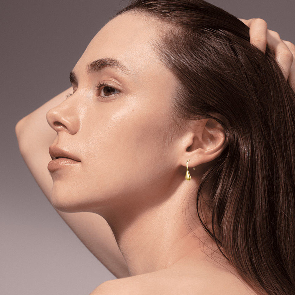 10K Gold Drop Earrings For Women-2