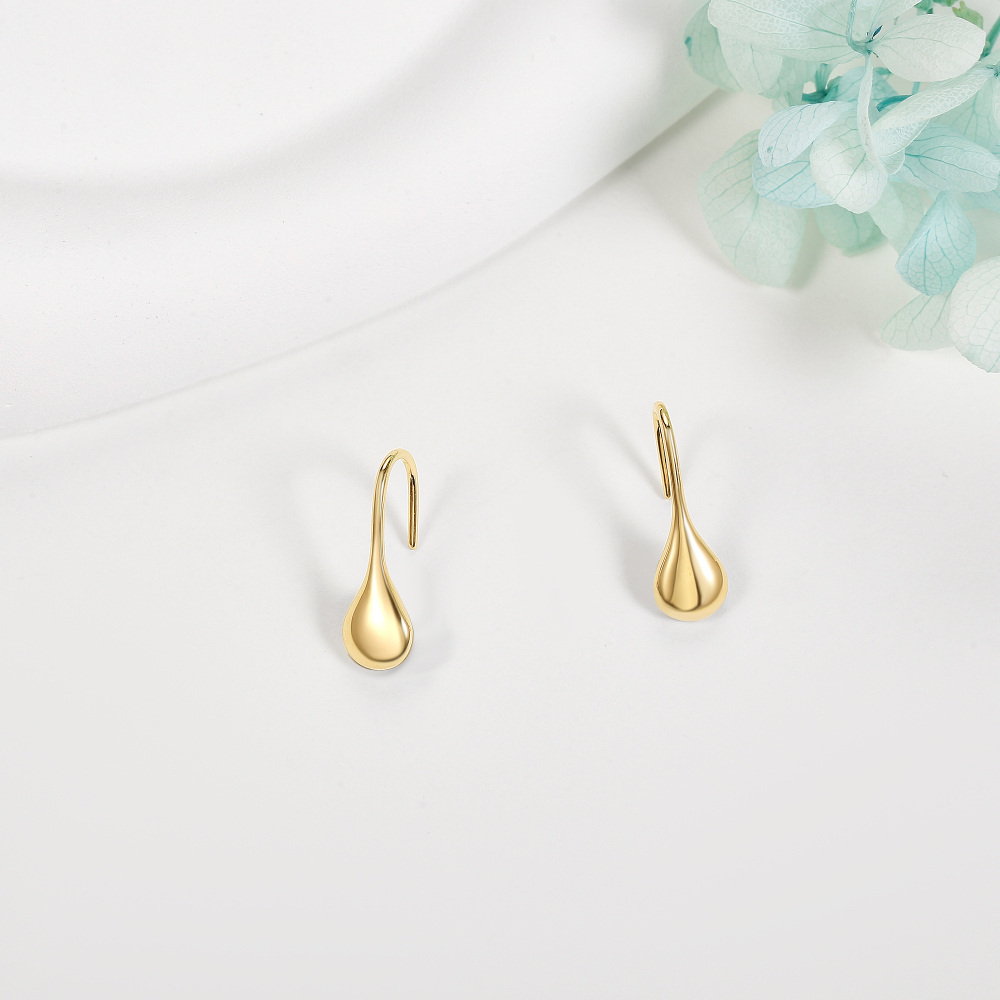 10K Gold Drop Earrings For Women-4