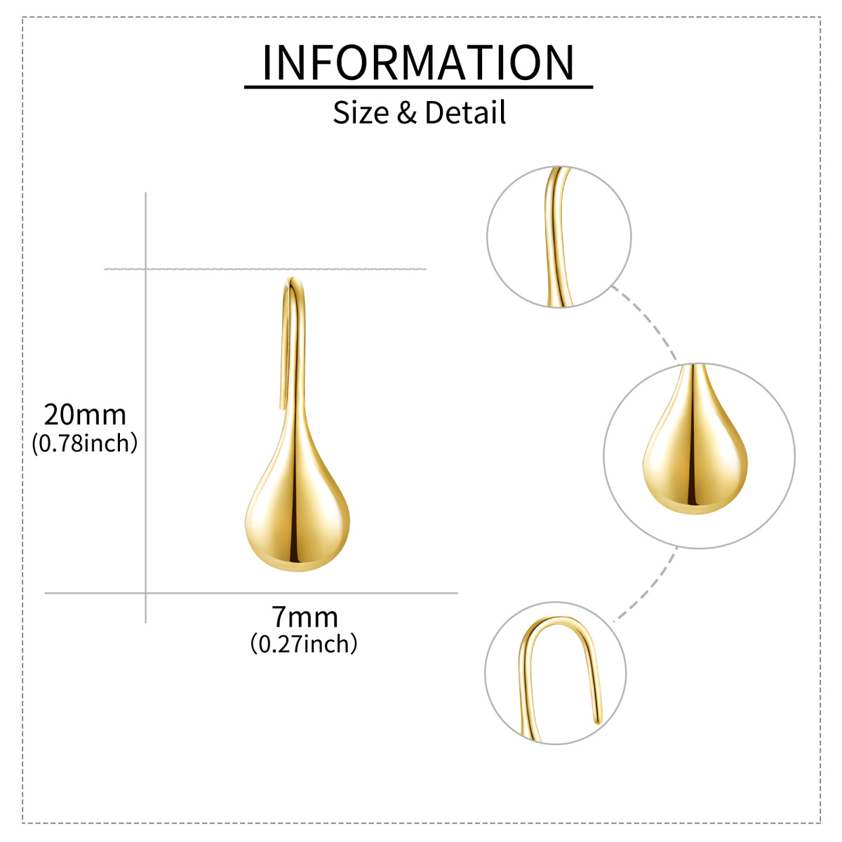 14K Gold Drop Shape Drop Earrings-5