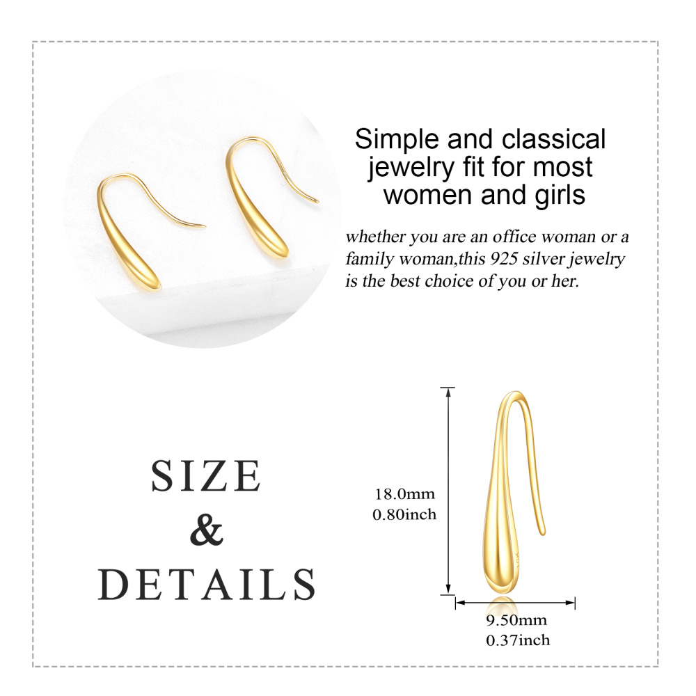 10K Gold Drop Earrings For Women-5