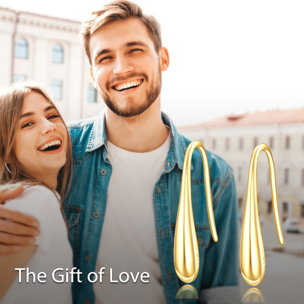 10K Gold Drop Earrings For Women-6