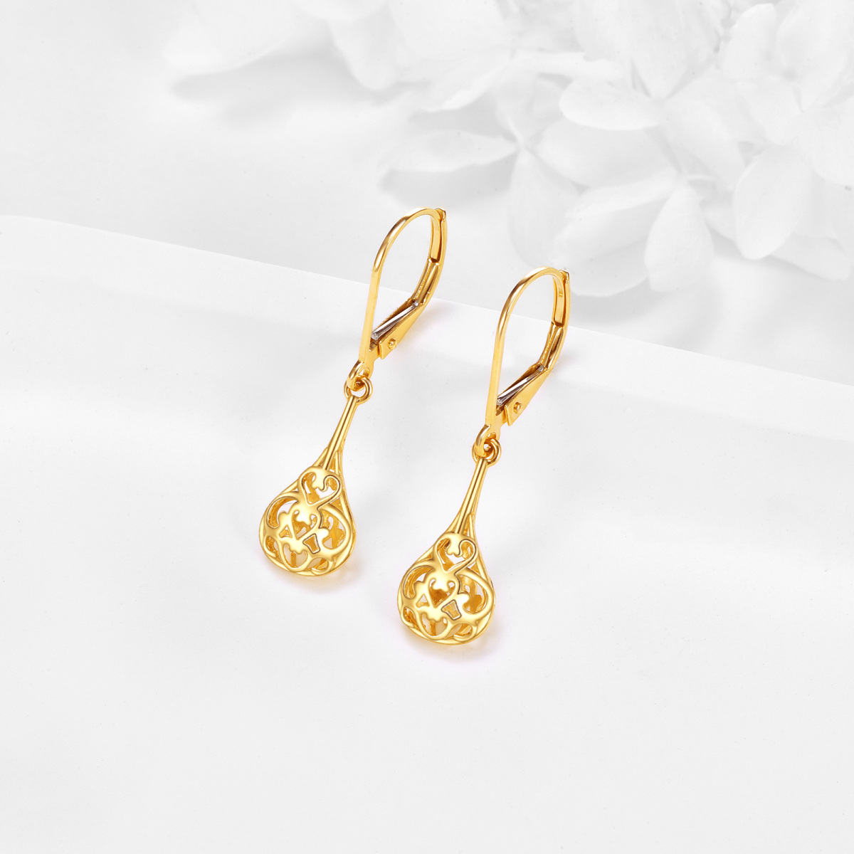 Pendientes de filamento de oro de 14 quilates para mujer-3