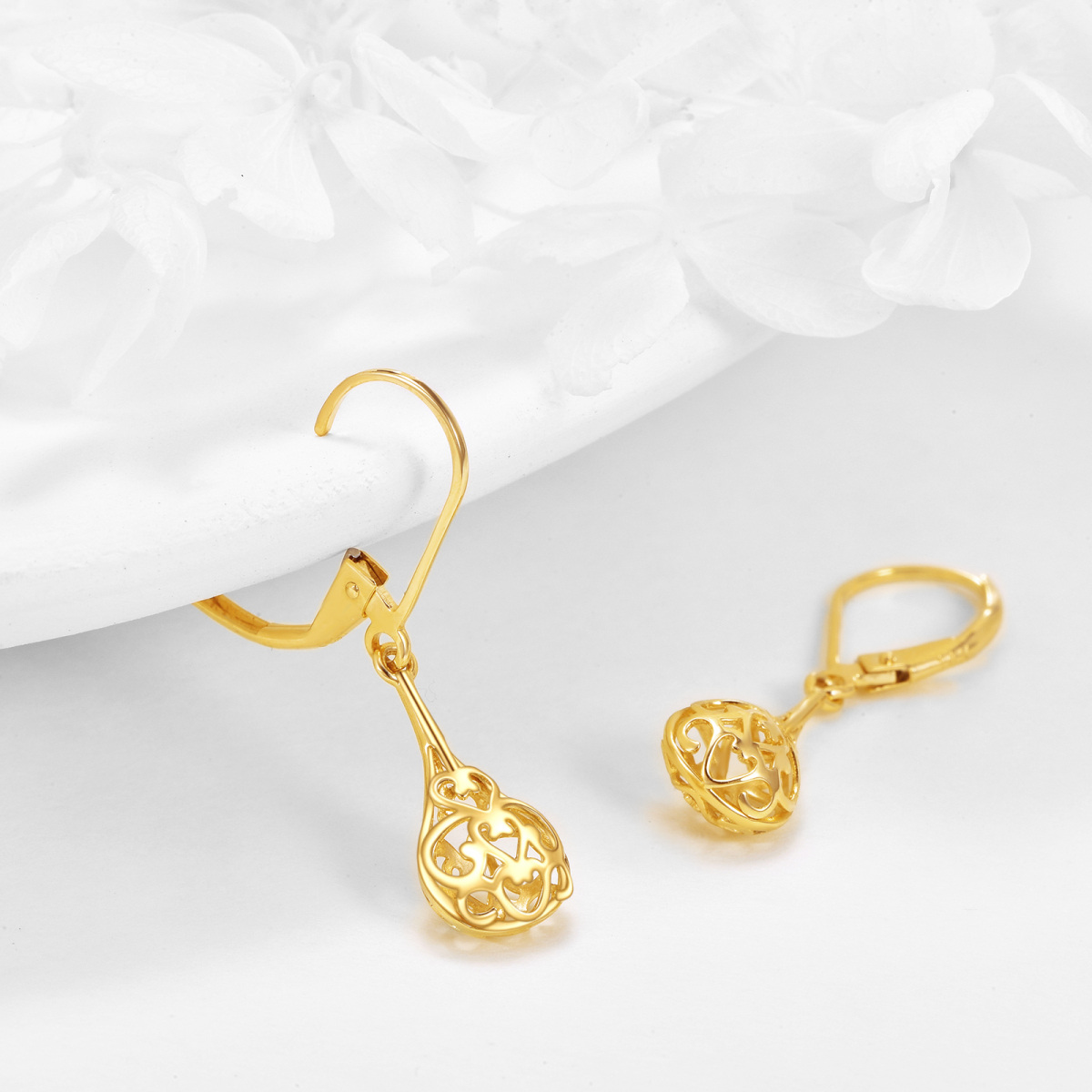 Pendientes de filamento de oro de 14 quilates para mujer-4