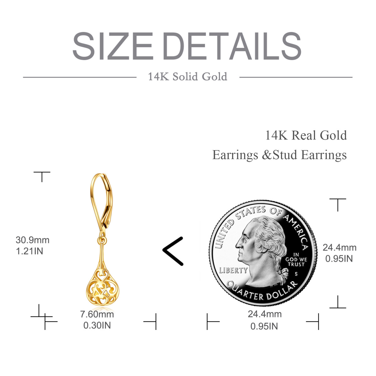 14K Gold Drop Filament Earrings For Women-6