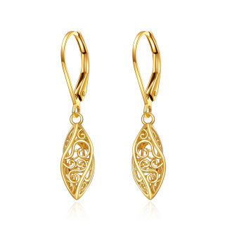 10K Gold Drop Shape Lever-back Earrings-42