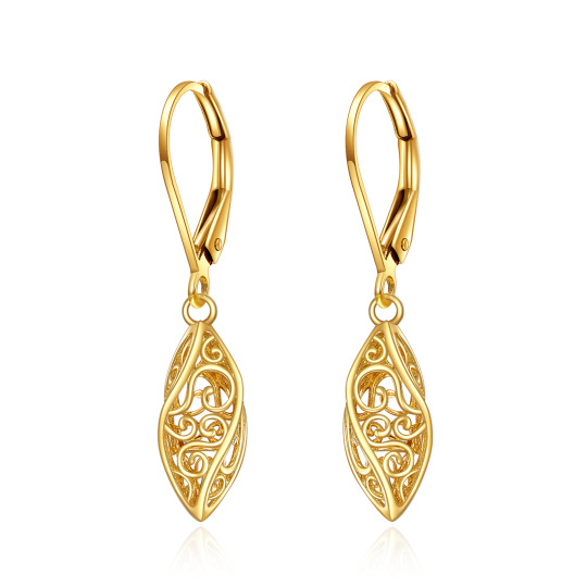 10K Gold Drop Shape Lever-back Earrings