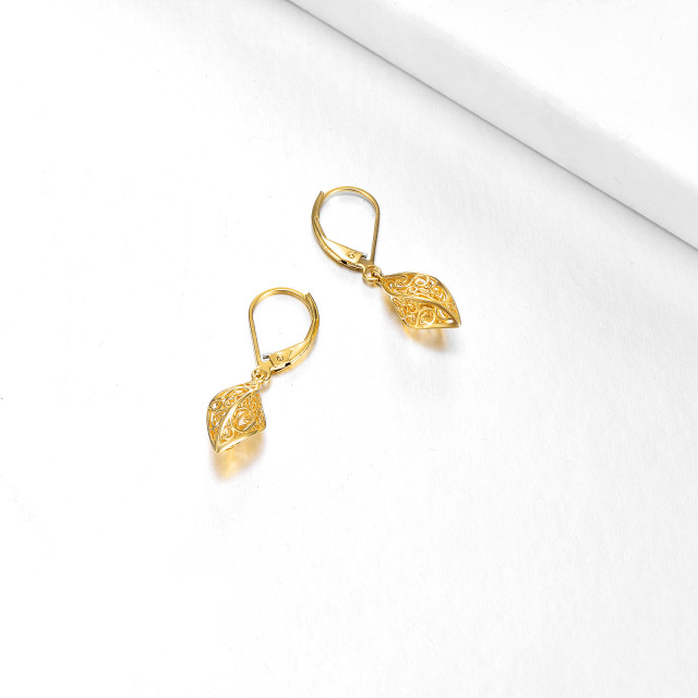 Pendientes de oro de 14 quilates en forma de gota con reverso de palanca-4