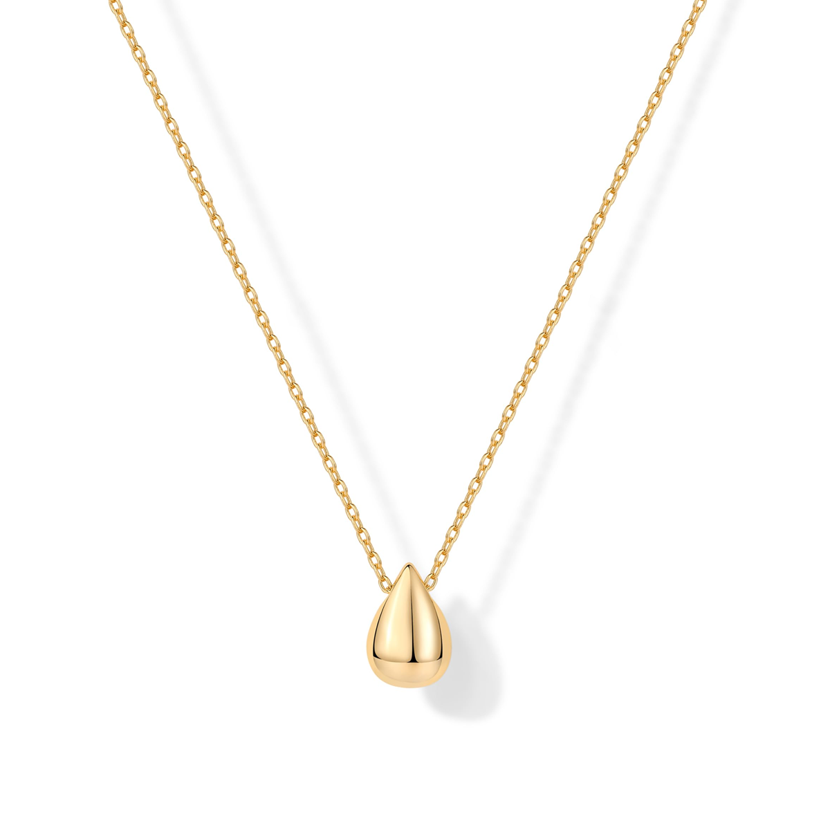 14K Gold Drop Shape Pendant Necklace-1
