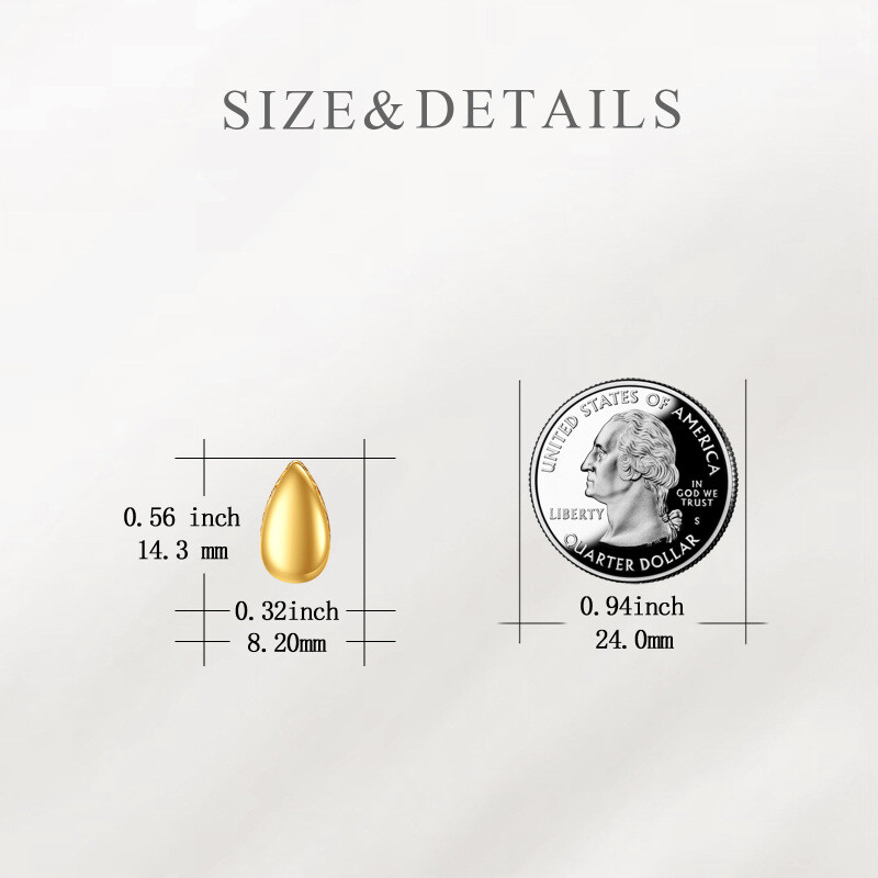 Tropfenförmige Ohrstecker aus 14-karätigem Gold-6