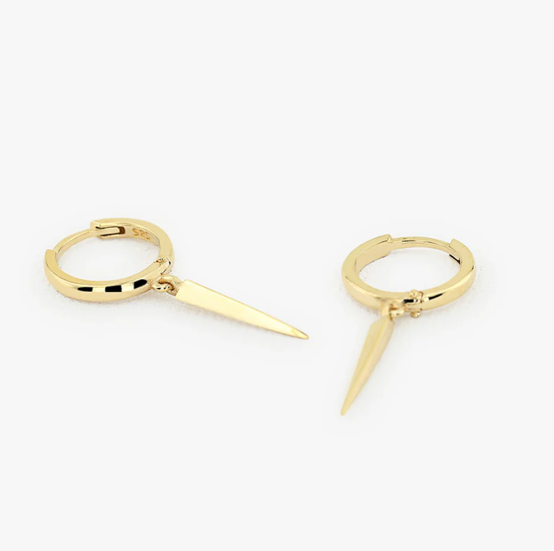 10K Gold Drop Single Spike Earrings-13