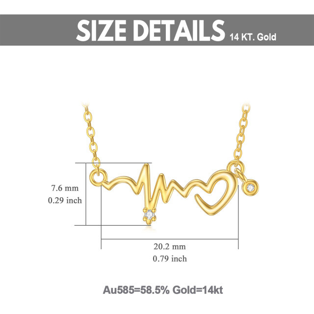 Collana con ciondolo a forma di elettrocardiogramma con zirconia cubica in oro 14K-5