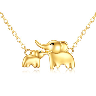 10K Solid Gold Elephant Mother & Daughter Necklace Jewelry Gift For Her-16