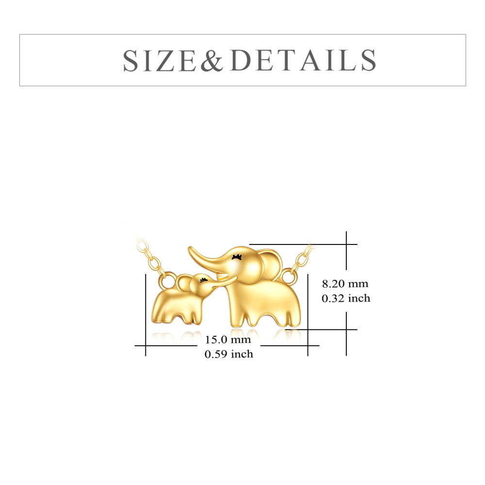 10K Solid Gold Elephant Mother & Daughter Necklace Jewelry Gift For Her-6