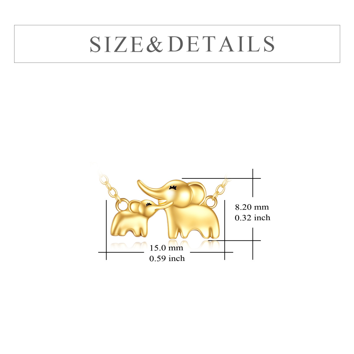 Naszyjnik z 14-karatowego złota w postaci słonia, matki i córki, na prezent dla niej-6