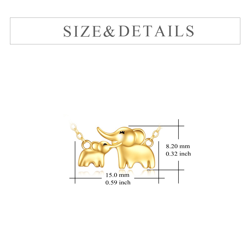 14K Solid Gold Elephant Mother & Daughter Necklace Jewelry Gift For Her-6