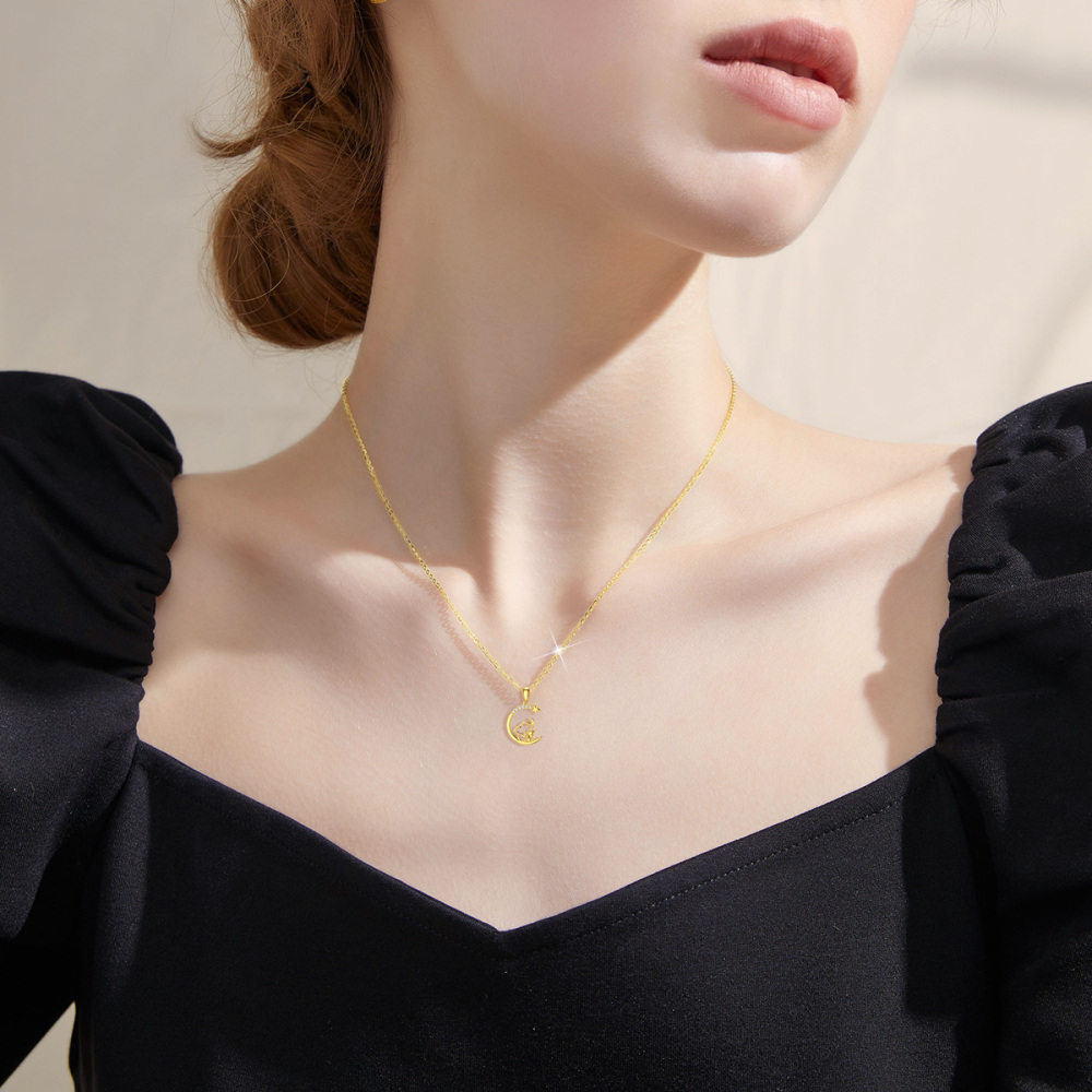 10K Gold Cubic Zirkonia Elefant Anhänger Halskette-2