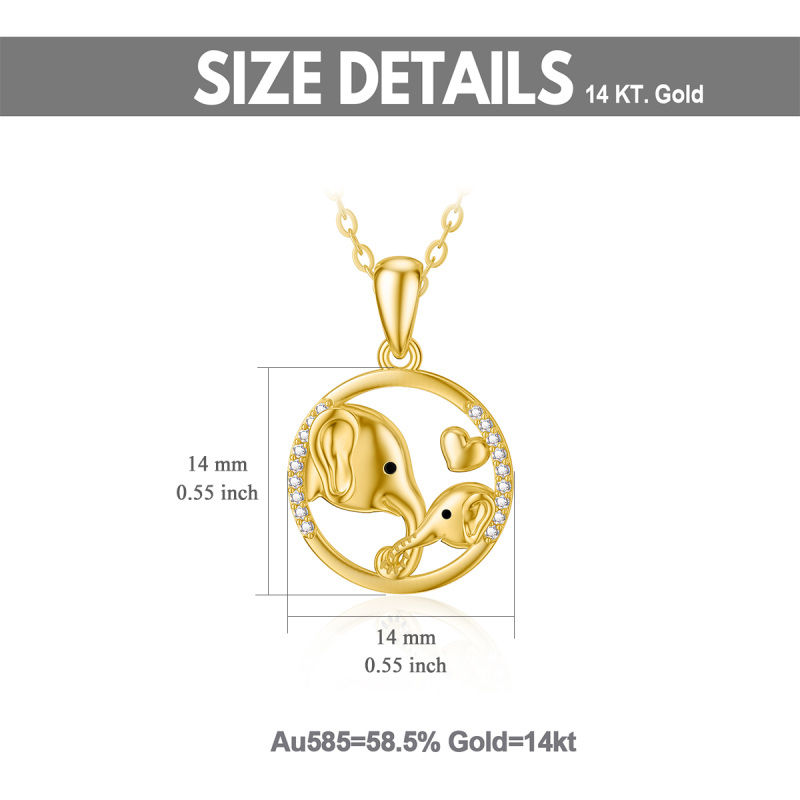 10K Gold Cubic Zirconia Elephant Pendant Necklace-6