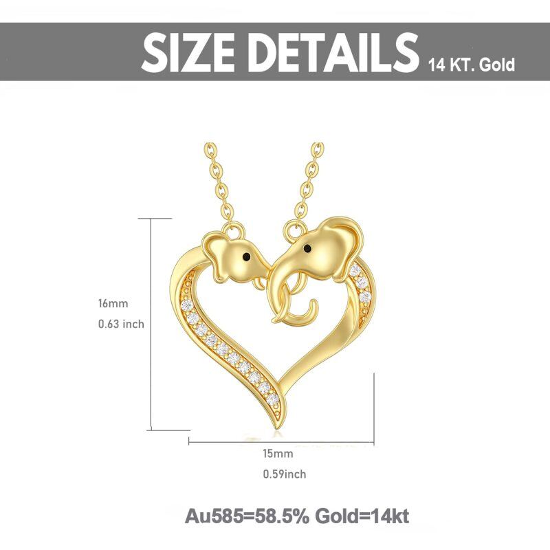 10K Gold Cubic Zirconia Elephant Pendant Necklace-5