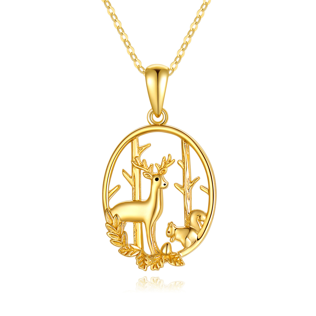 14K Gold Elk Pendant Necklace-1