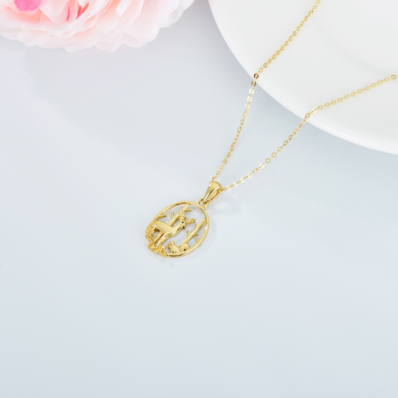 Collar con colgante de alce en oro blanco de 14 quilates-4