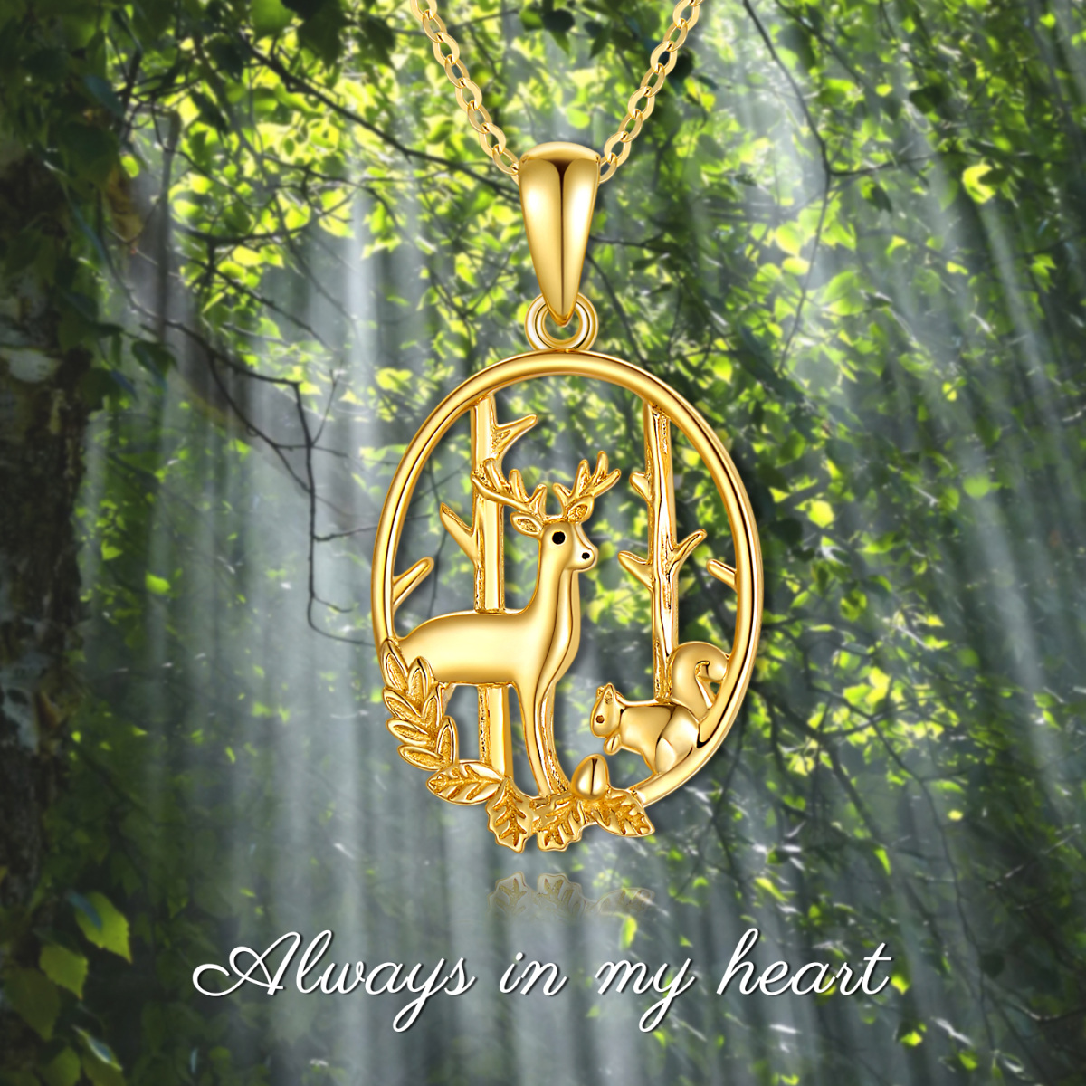 10K Gold Elk Pendant Necklace-5