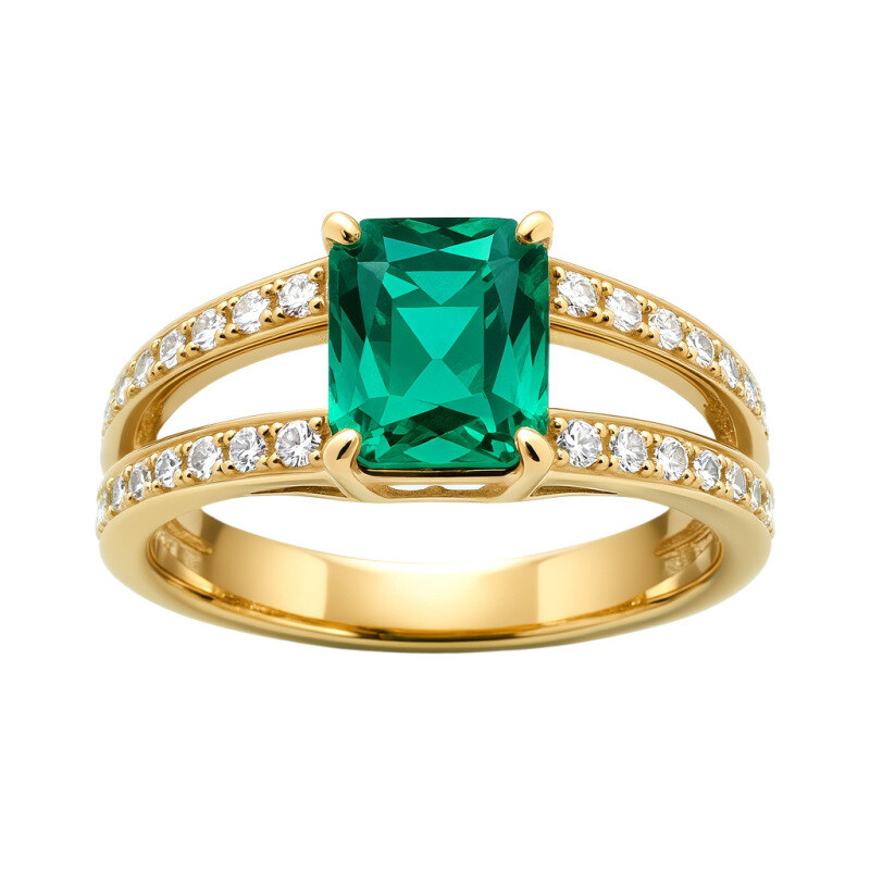 getrennt und in der gleichen Reihenfolge ausgegeben wird: Dieser exquisite 14K-Gold-Verlobungsring verkörpert zeitlose Eleganz und verfügt über einen strahlenden Smaragdschliff im Zentrum, der Raffinesse und Charme ausstrahlt – perfekt für die moderne Frau, die sowohl Luxus als auch handwerkliches Können schätzt.-9
