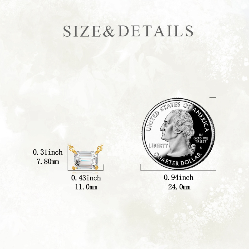 Colar com pendente quadrado em ouro branco 10K e zircónias cúbicas-5