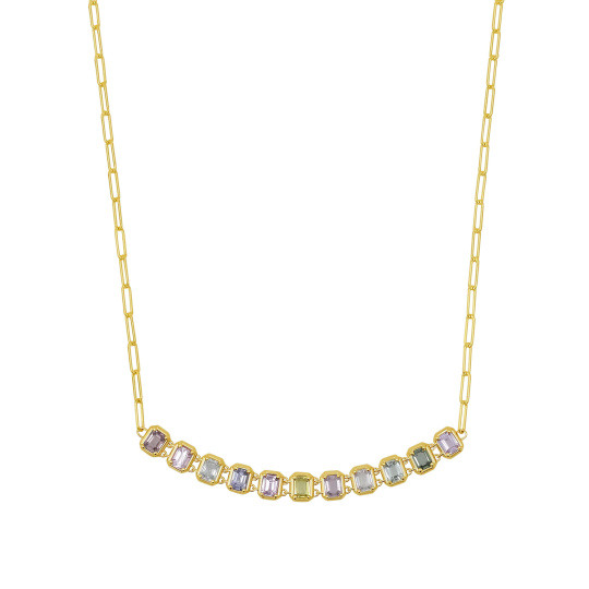 Collier ras-du-cou en or 10K avec saphir taillé émeraude