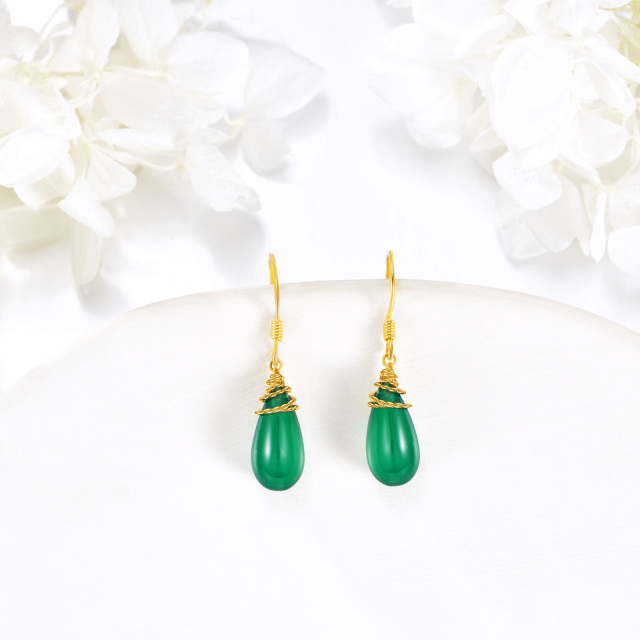 14K Gold Emerald Drop Earrings-3