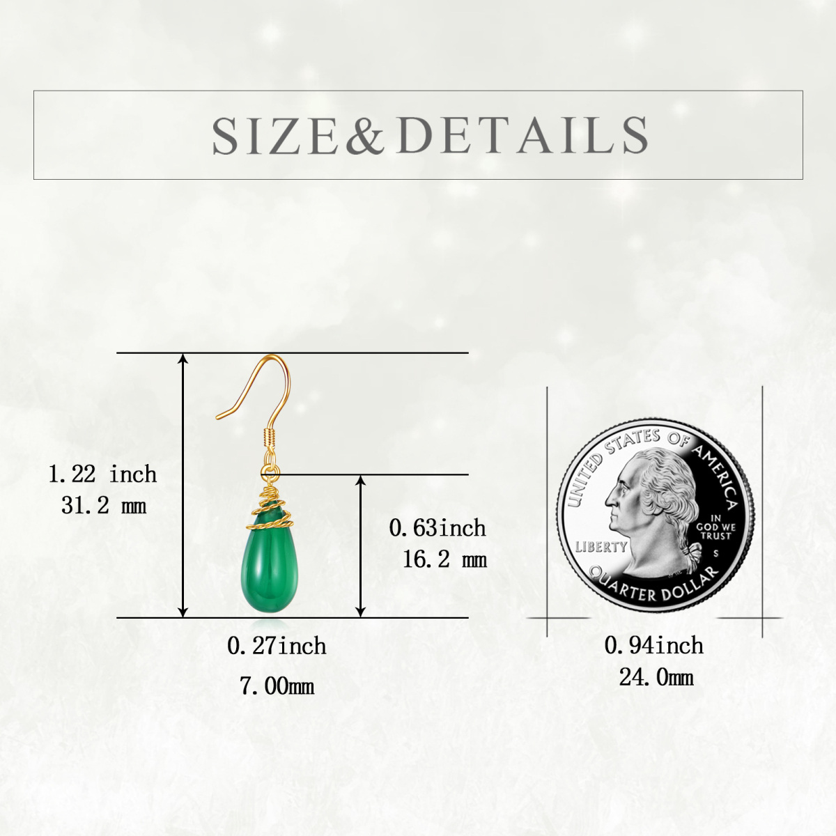 14K Gold Emerald Drop Earrings-5