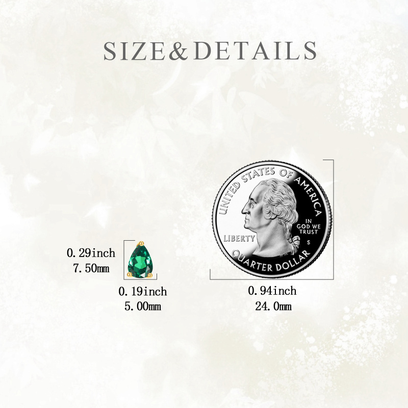 أقراط من الذهب الأبيض عيار 10 قيراط مرصعة بالزمرد على شكل قطرة-5