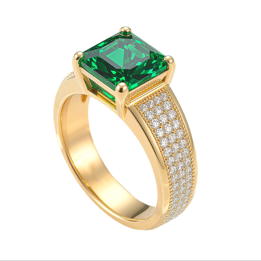 14K Gold Smaragd-Verlobungsring-1
