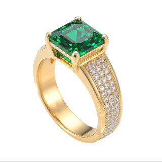 14K Gold Smaragd-Verlobungsring-10
